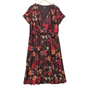 Perceptions Woman Maxi Dress Multicolor Floral Short Sleeve V Neck Size 18W